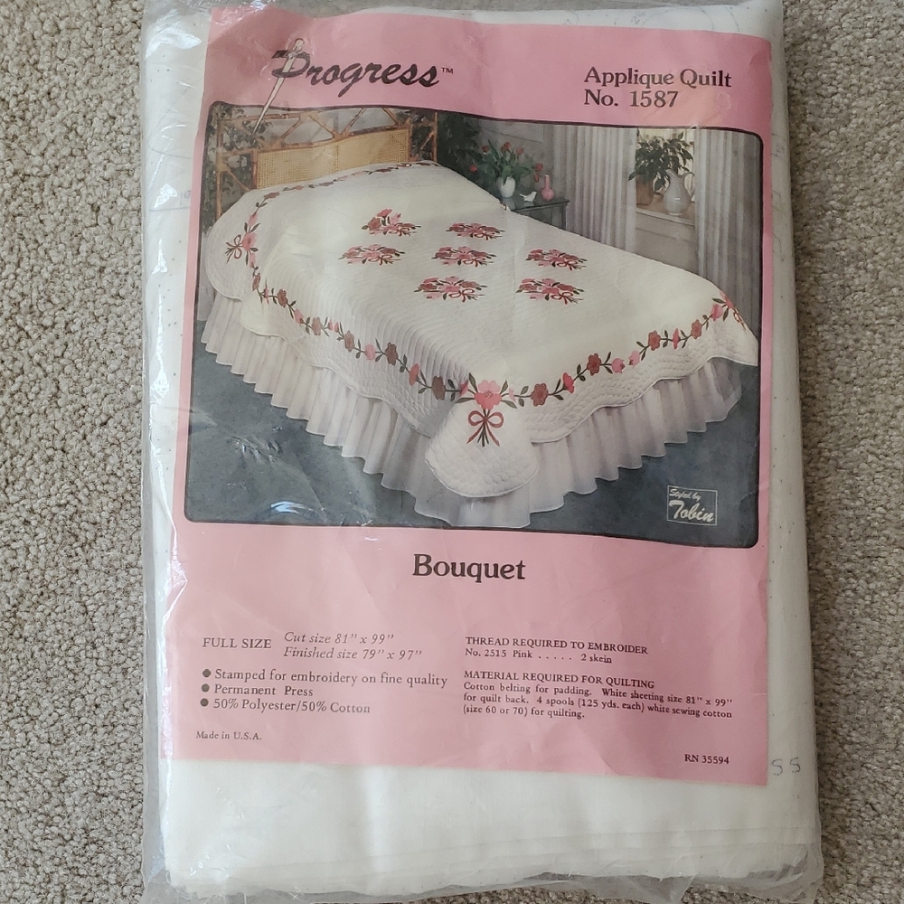 Progress Applique Quilt with Floral Design